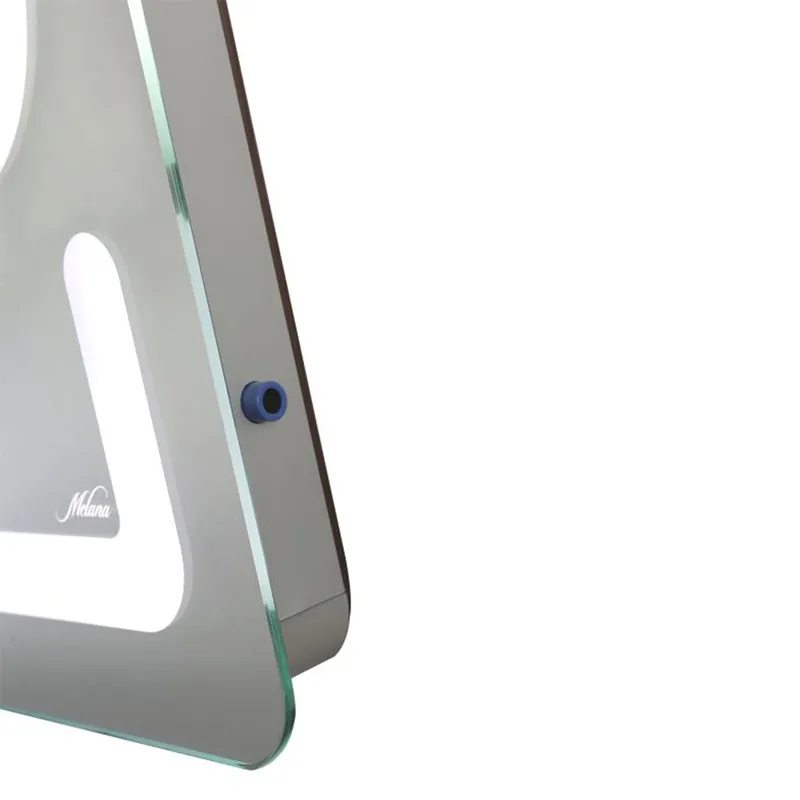 Зеркало с подсветкой Melana-8060 подогревом, часами, косметическим зеркалом + Bluetooth — вид спереди на прямоугольное изделие