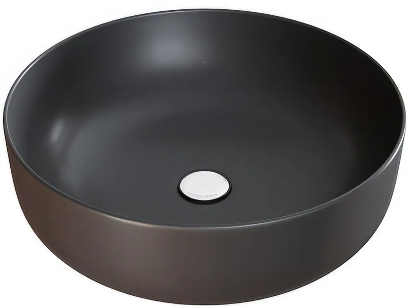 Раковина накладная Мирсант Shell-0218 Black Matt — вид сверху под углом