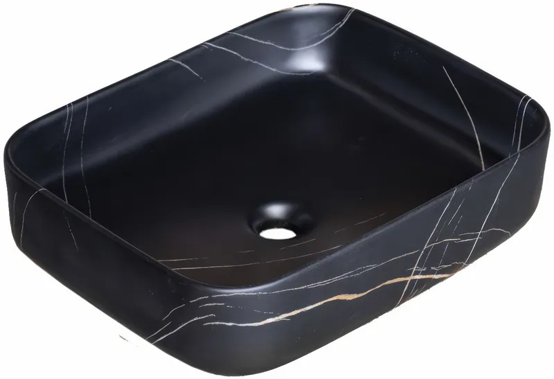 Раковина накладная Мирсант Shell-0619 Black Marble — вид под углом на чашу