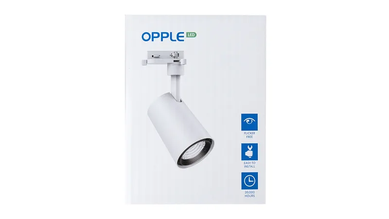 Светильник светодиодный трековый OPPLE LED Spotlight U3 Track 3 10W-3000-24D-WH-GP трехфазный, поворотный — вид под углом
