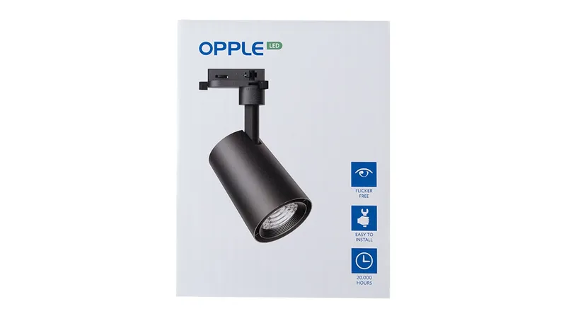 Светильник светодиодный трековый OPPLE LED Spotlight U3 Track 3 10W-4000-24D-BK-GP трехфазный, поворотный — вид под углом