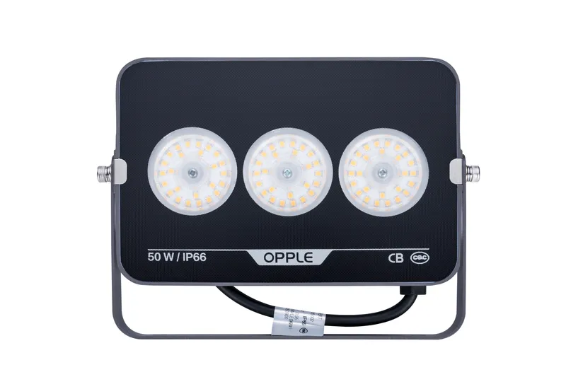 Прожектор светодиодный уличный OPPLE LED Floodlight EQ3 50W-3000-GY-GP поворотный — вид спереди на корпус