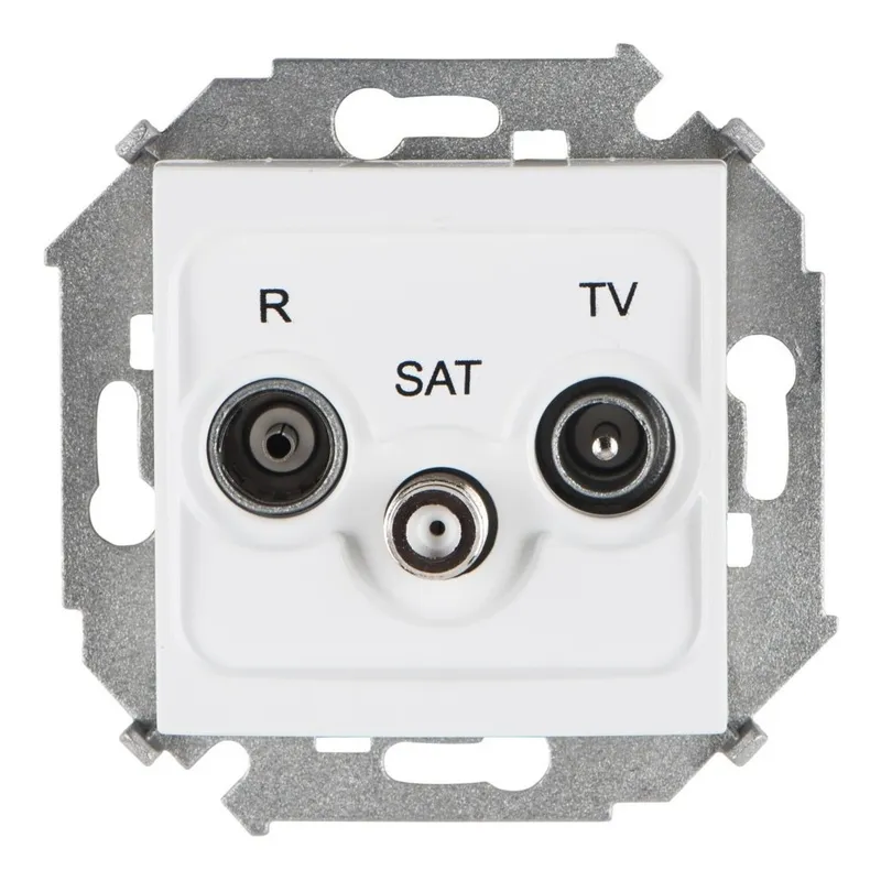 Розетка R-TV-SAT Simon 15, одиночная, винтовой зажим, белый — вид спереди на устройство