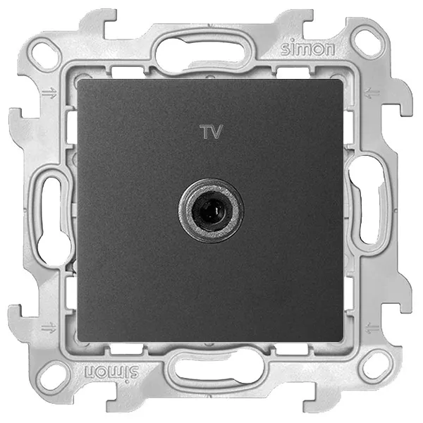 Розетка TV Simon 24 Harmonie, проходная, графит — вид спереди на механизм