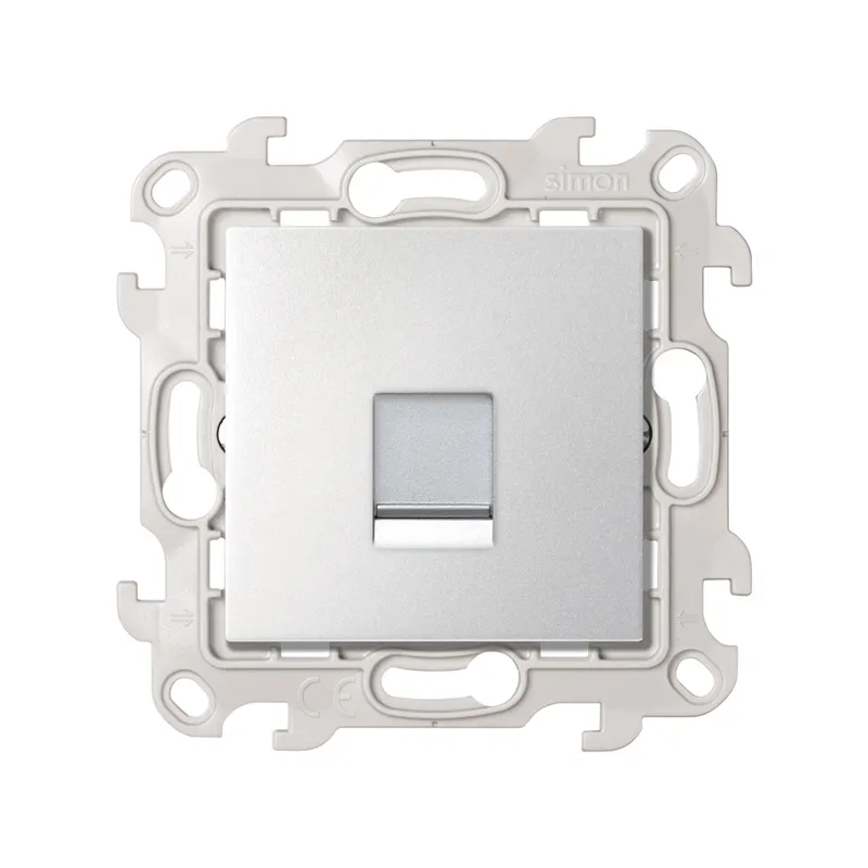Розетка Simon 24 Harmonie RJ45, кат.5e, UTP, алюминий — передний вид на монтажную рамку