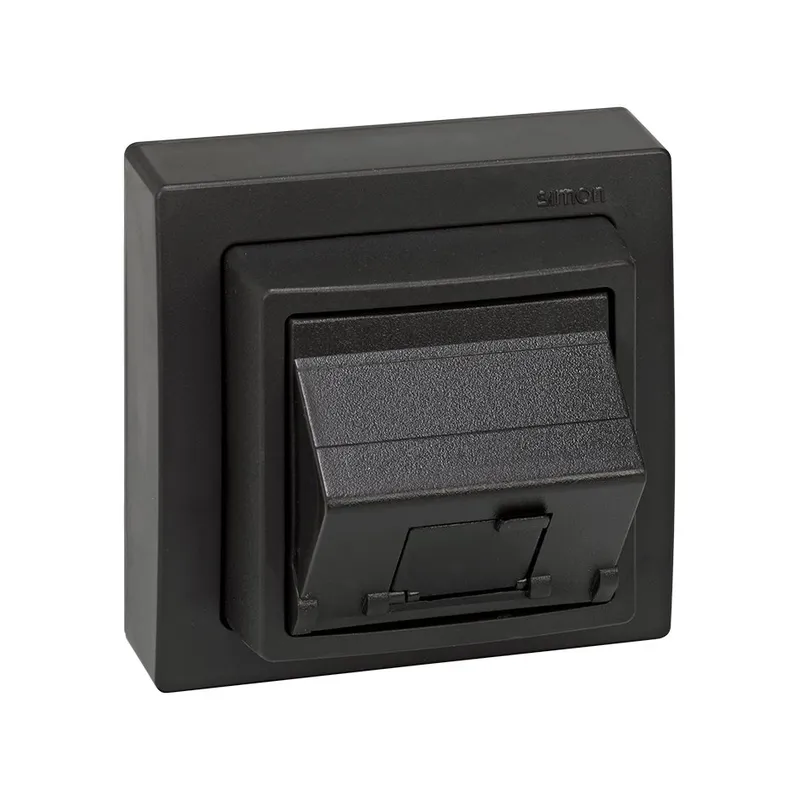 Розетка Simon 73 Loft наклонная для передачи данных со шторкой Simon 73 Loft, на 1 разъем Keystone RJ45 + вкладыш — вид спереди на устройство