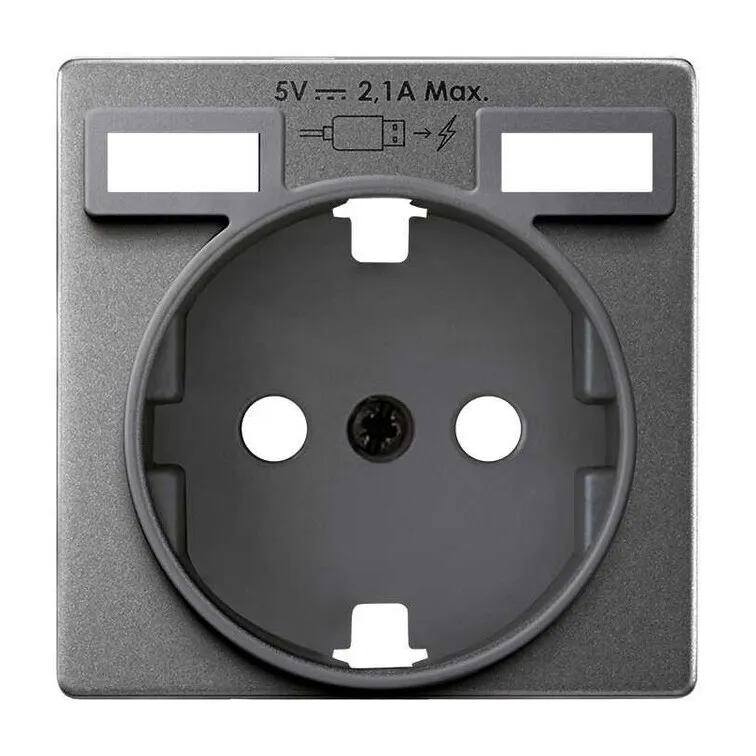 Накладка на розетку Simon 82 Concept Schuko 2хUSB,титан — вид спереди крупным планом