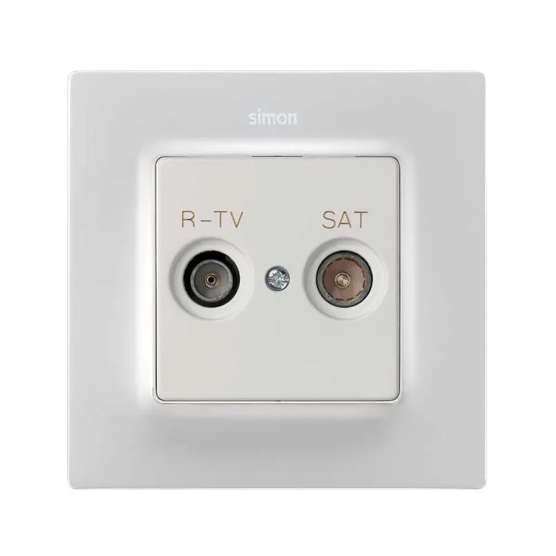 Накладка на розетку Simon S82 Concept R-TV+SAT, телевизионная, с пиктограммой R-TV SAT, белый матовый — вид спереди на лицевую панель