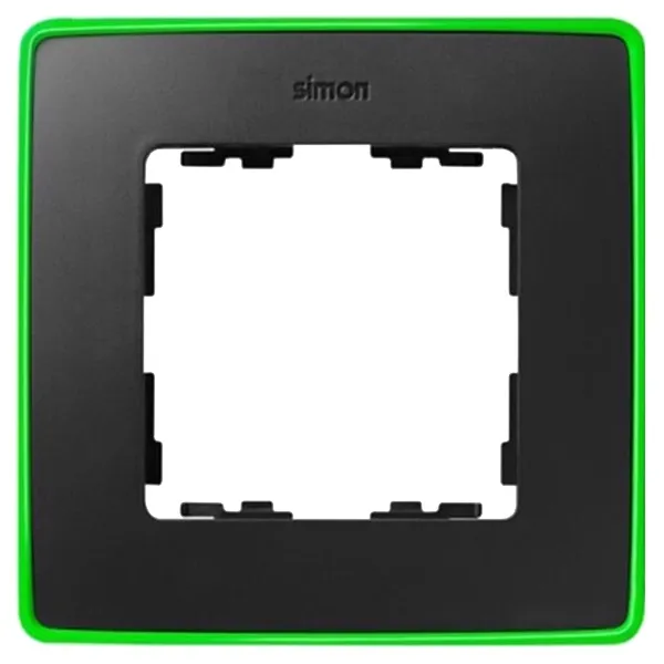 Рамка Simon 82 Detail графит/неоново-зеленый — вид спереди на лицевую панель