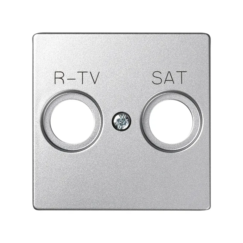 Накладка на розетку R-TV-SAT Simon 82 Detail, телевизионная, холодный алюминий — вид спереди