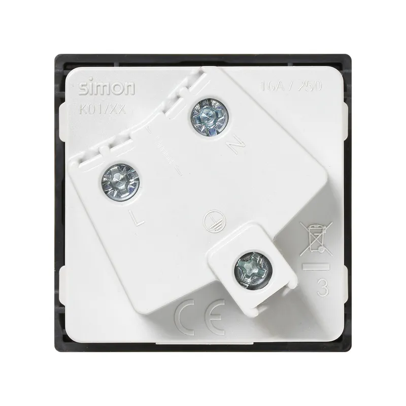 Розетка Simon Connect 2к+з Schuko, графит — вид спереди