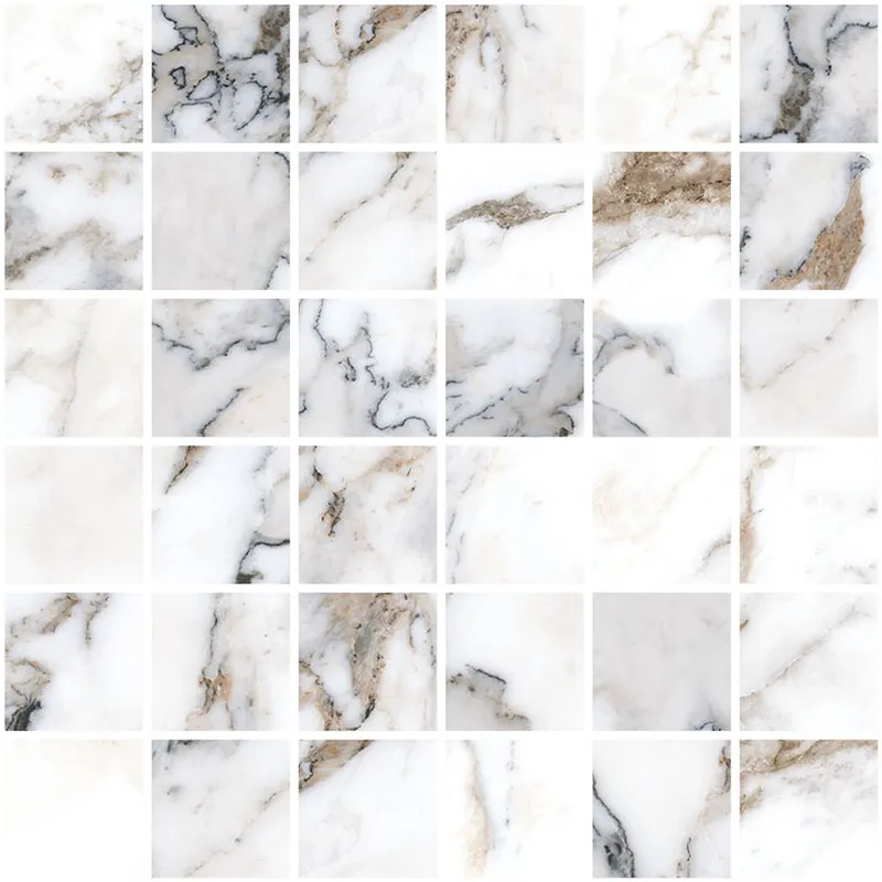 5x5 Marble-X Мозаика Бреча Капрайа Белый Лаппато R9 Ректификат