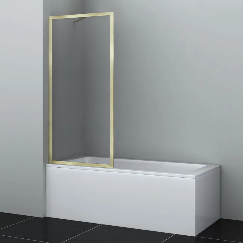 Шторка на ванну Wasserkraft Abens 20W 80х160, стеклянная — на фоне белых стен и черного пола