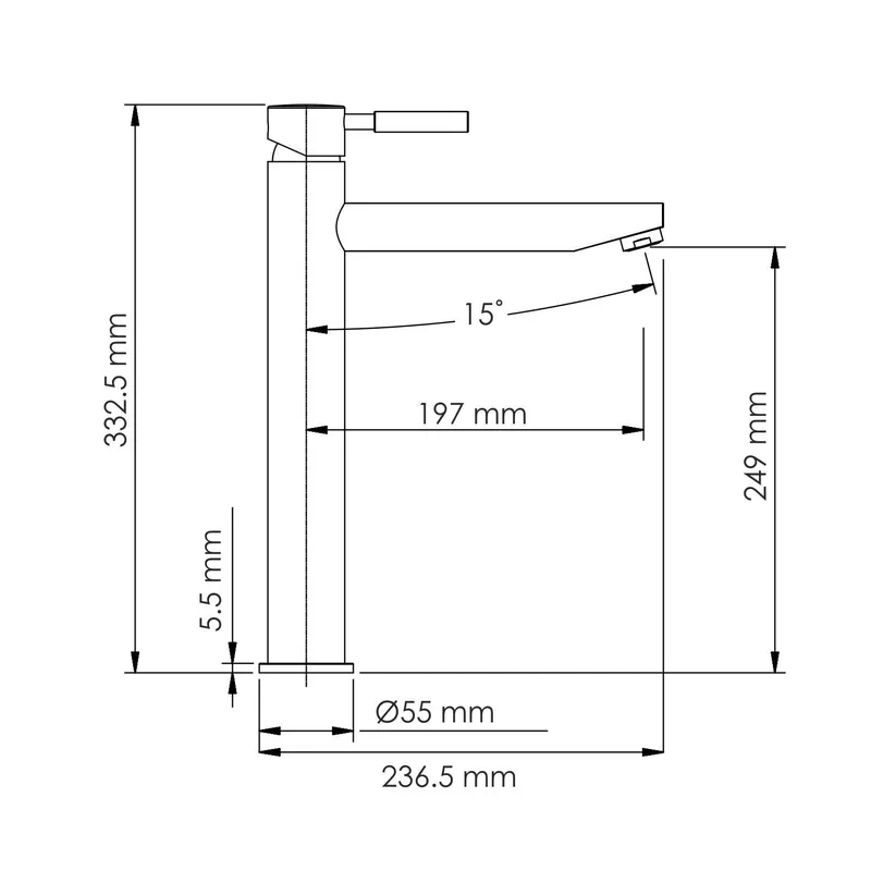 Смеситель Wasserkraft Gollach 3300 — вид под углом