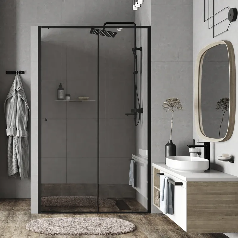 Душевая дверь Wasserkraft Dill 61S 100 см — в ванной комнате с белыми стенами