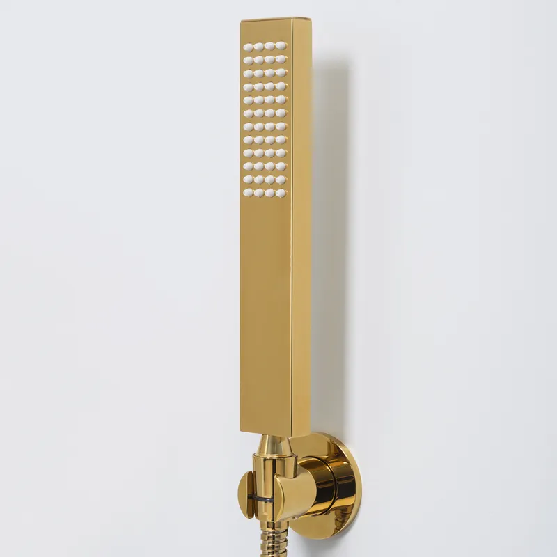 Смеситель для ванны Wasserkraft Sauer 7100 с коротким изливом — золотой смеситель с лейкой под углом