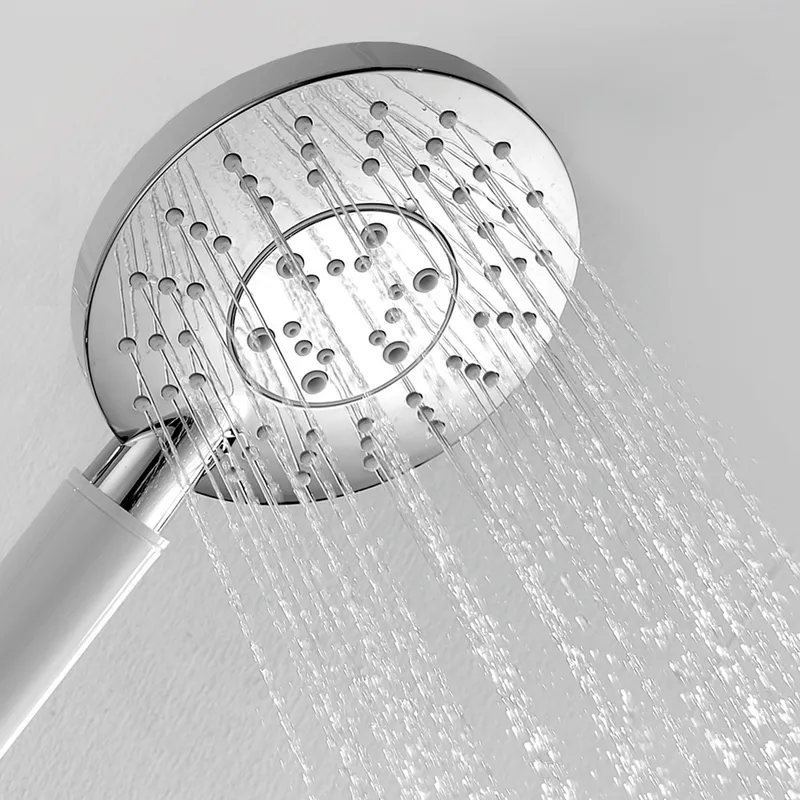 Душевая система Wasserkraft со смесителем, с тропическим душем + лейка — вертикальная компоновка с видом сбоку