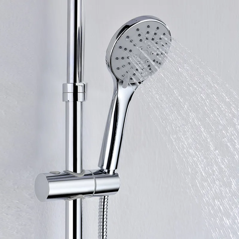 Душевая стойка Wasserkraft с тропическим душем + лейка — полный комплект с видом спереди