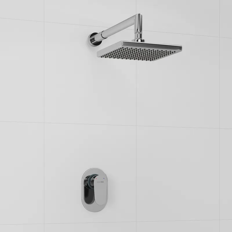 Душевая система Wasserkraft Donau 5300 с верхним душем, встраиваемая — лейка и смеситель под углом