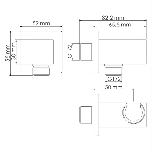 Подключение душевого шланга Wasserkraft Glan 6600 с держателем лейки — держатель крупным планом вид сбоку