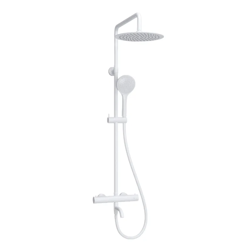 Душевая система Wasserkraft Mindel 8500 с термостатом, тропическим душем + лейка — полный комплект в три четверти
