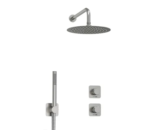 Душевая система Wasserkraft Tauber 6400 с тропическим душем + лейка — вид на компоненты смесителя
