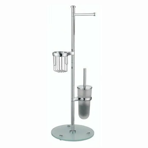 Стойка для туалета Wasserkraft K-1256 с аксессуарами — хромированная конструкция с держателем и ершиком