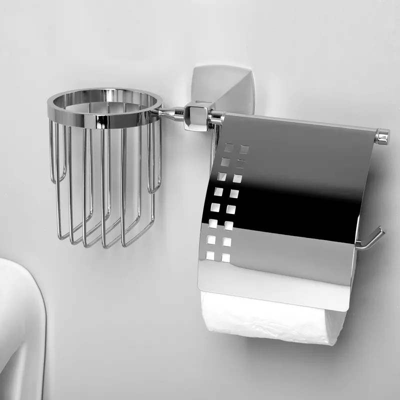 Держатель туалетной бумаги Wasserkraft Wern K-2500 со стаканом — вид под углом