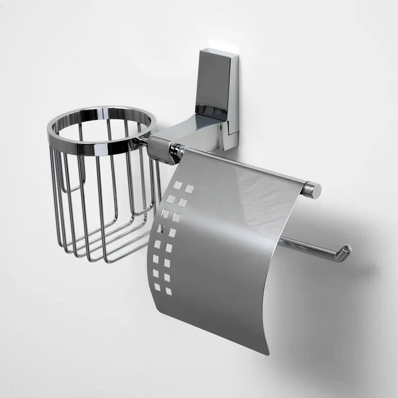 Держатель туалетной бумаги Wasserkraft Lopau K-6000 со стаканом — вид под углом