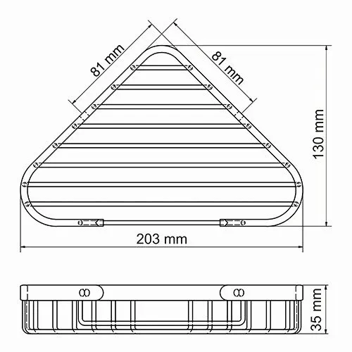 Полка угловая Wasserkraft корзина, металлическая — вид под углом