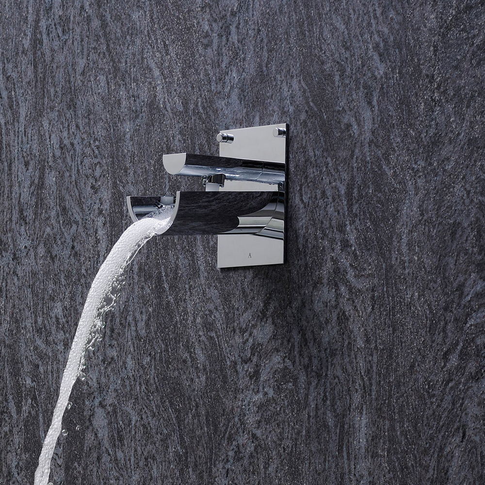 Верхний душ Artize Confluence, 145х180 мм, хром — лейка душа на серой каменной стене