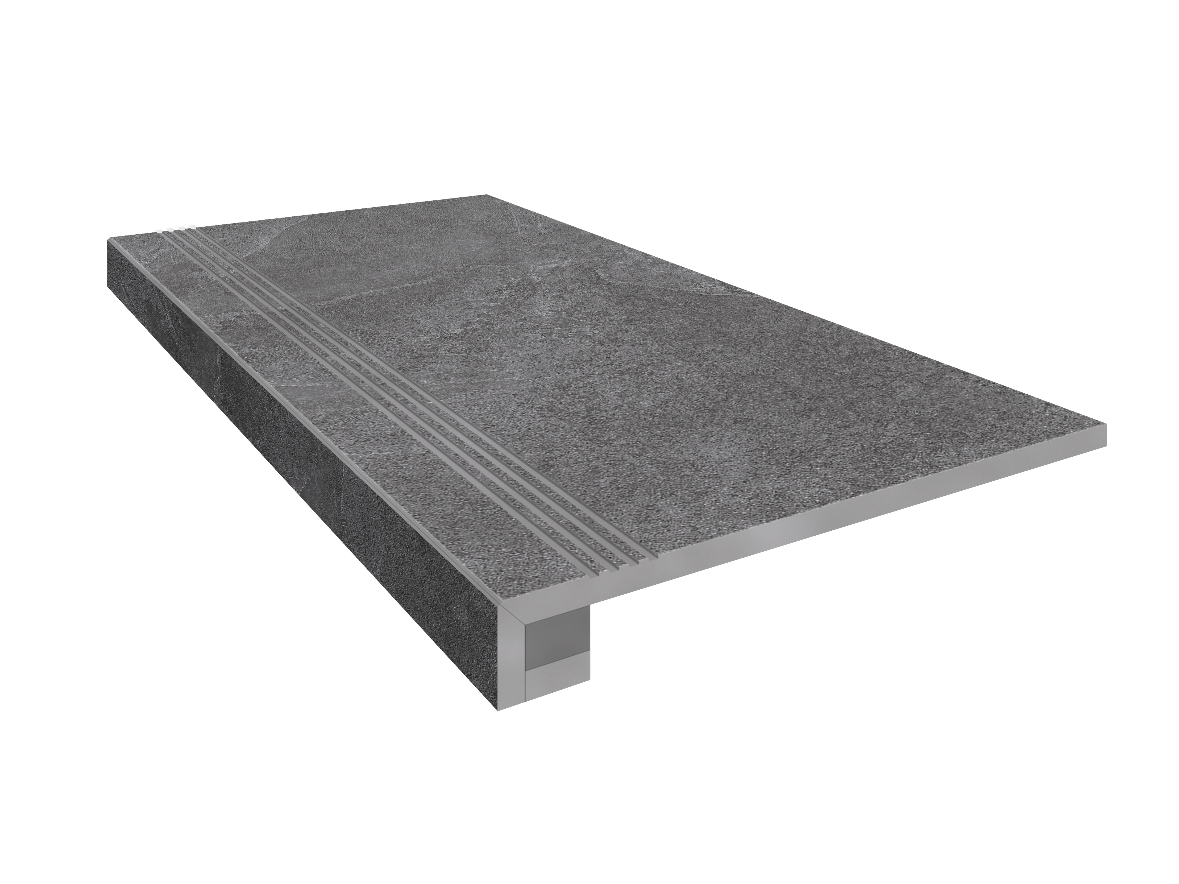 Ступень Estima Terra anthracite, TE03 33x120, неполированная, бортик с насечками + подступенок 14,5x120