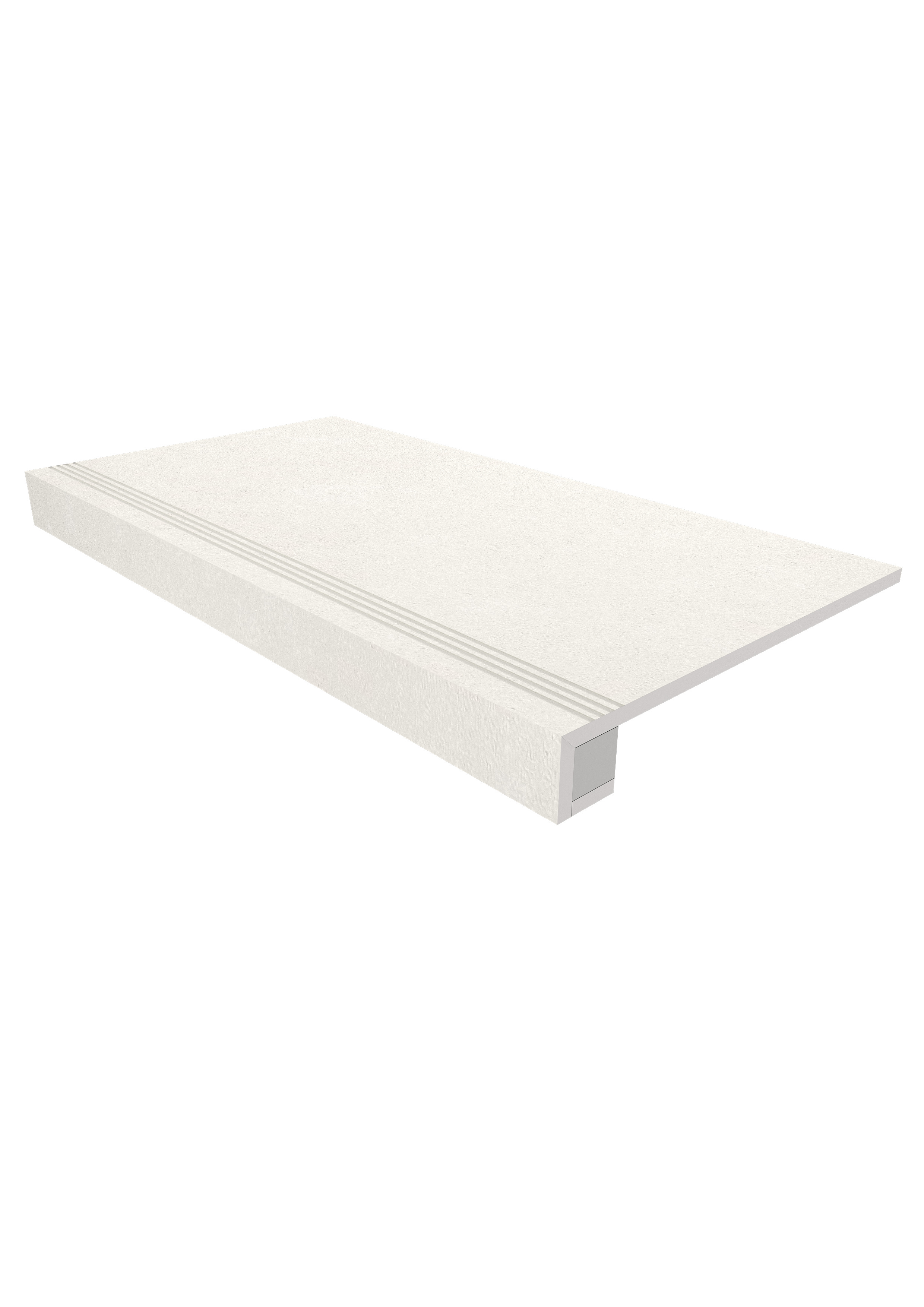 Ступень Estima Luna white, LN00 33x120, неполированная, бортик с насечками + подступенок 14,5x120