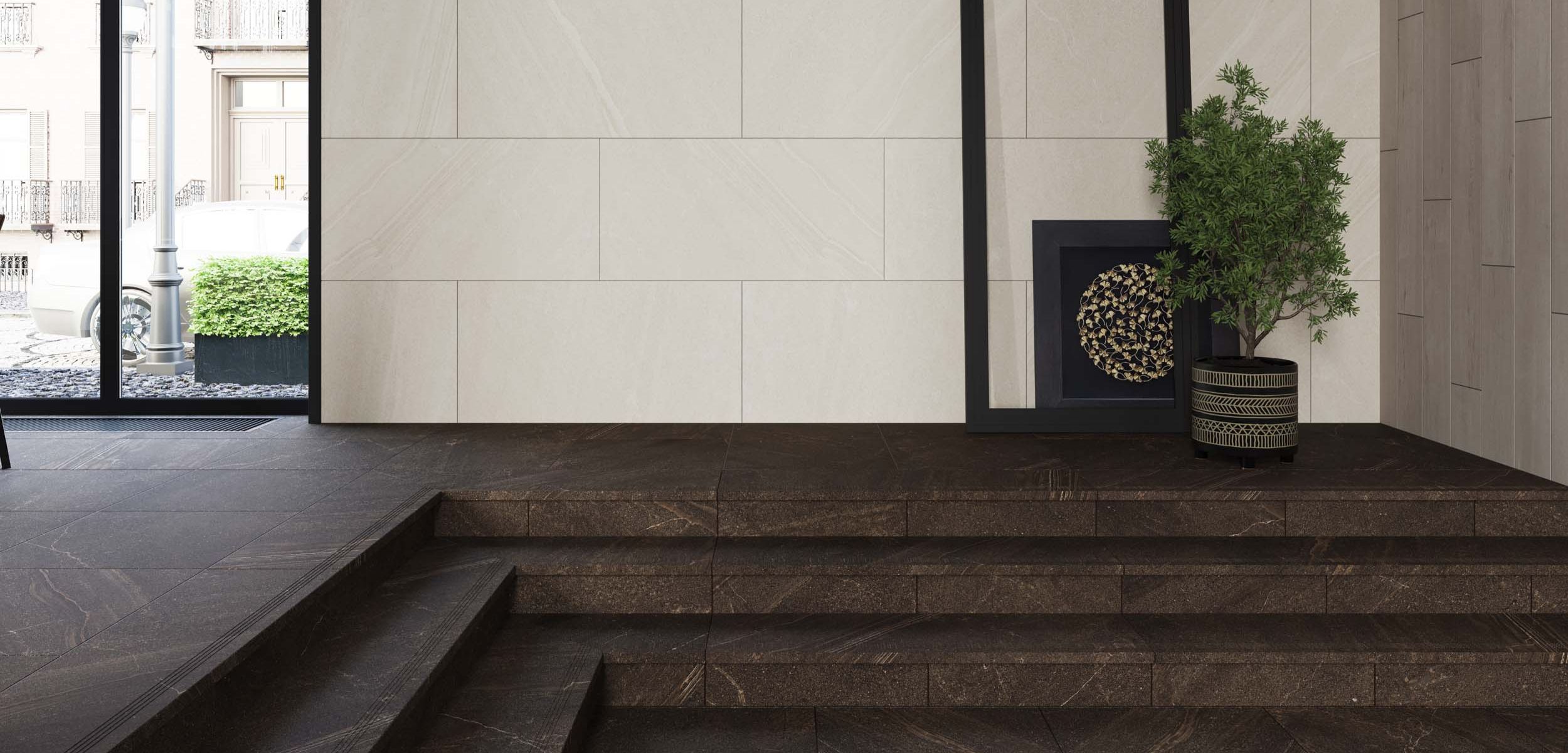 Ступень Estima Gabbro brown, GB04 30x120x10, неполированная с насечками