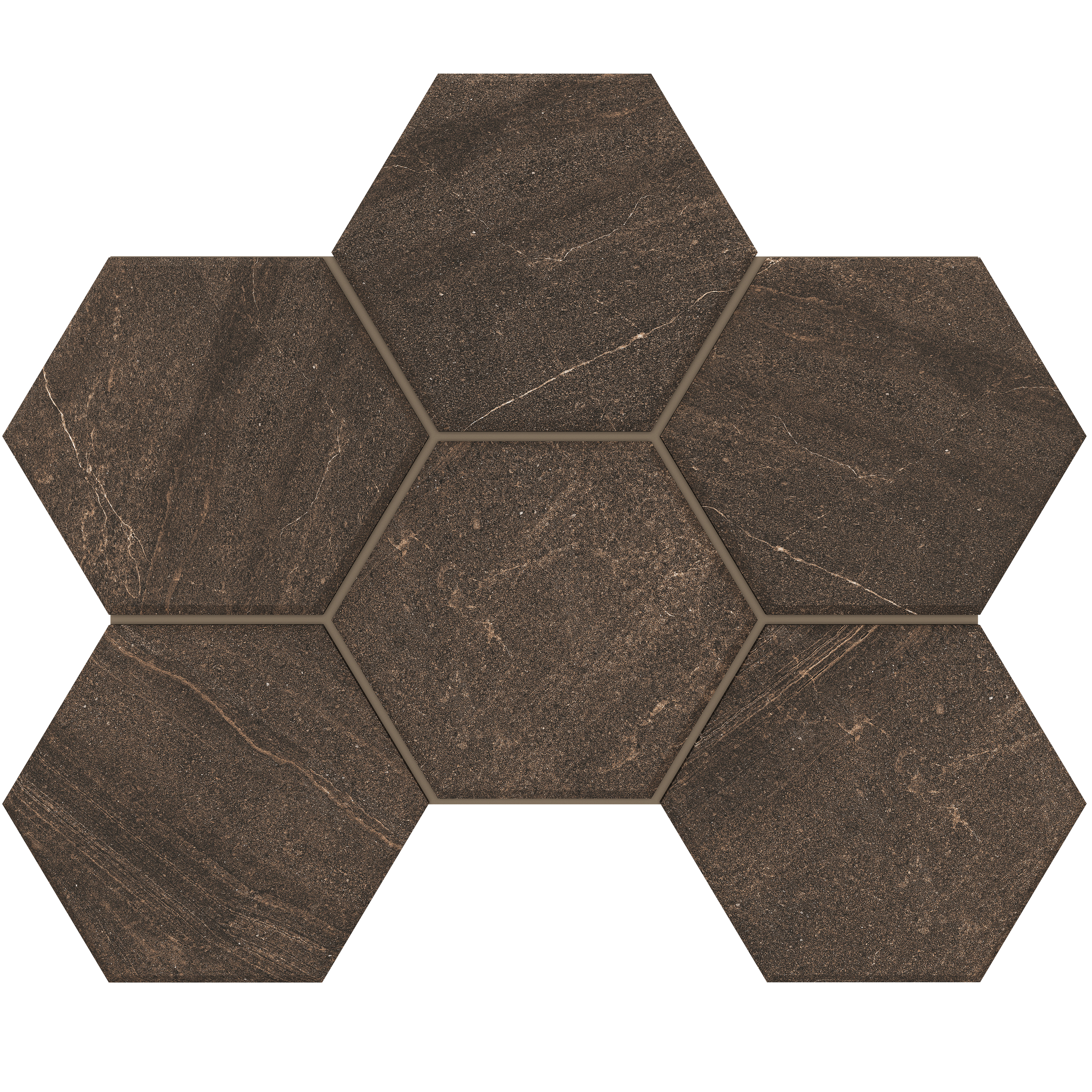 Мозаика Estima Gabbro brown, GB04 Hexagon 25x28.5, неполированная