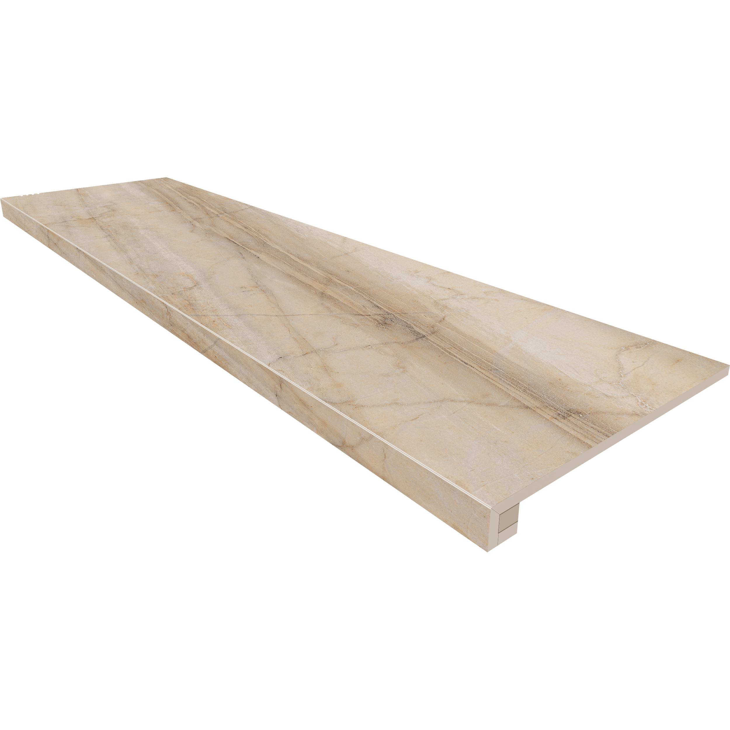 Ступень Estima Bernini pearl, BR01 33x120, неполированная, бортик без насечек + подступенок 14,5x120
