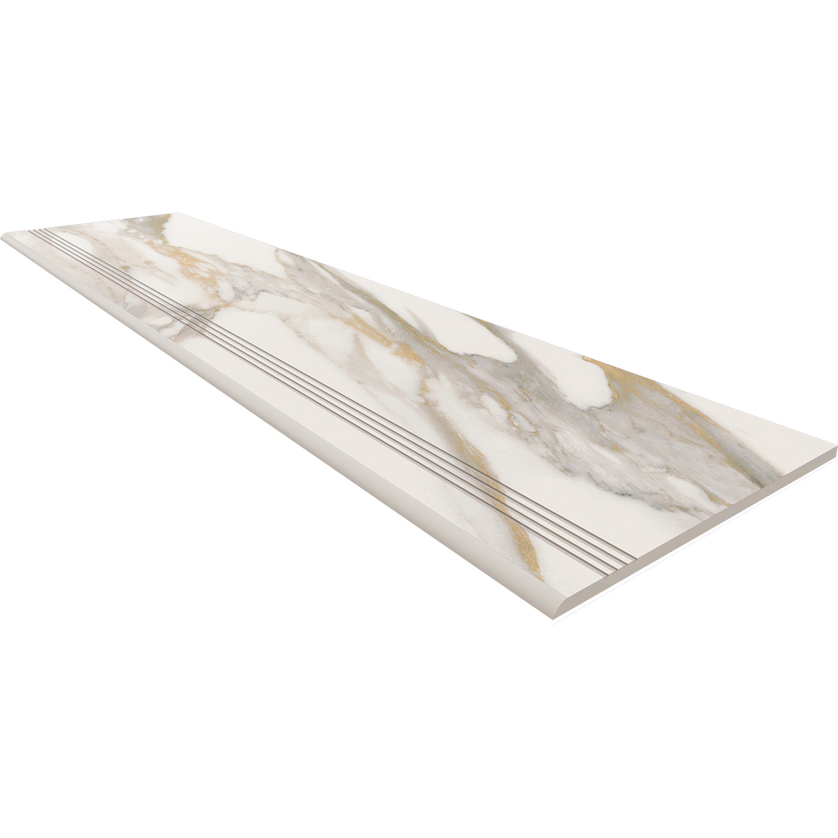 Ступень Estima Miramare white, RM01 30x120, неполированная с насечками