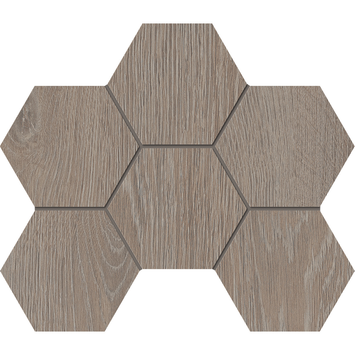 Мозаика Estima Kraft Wood light grey, KW02 Hexagon 25x28.5, структурированная