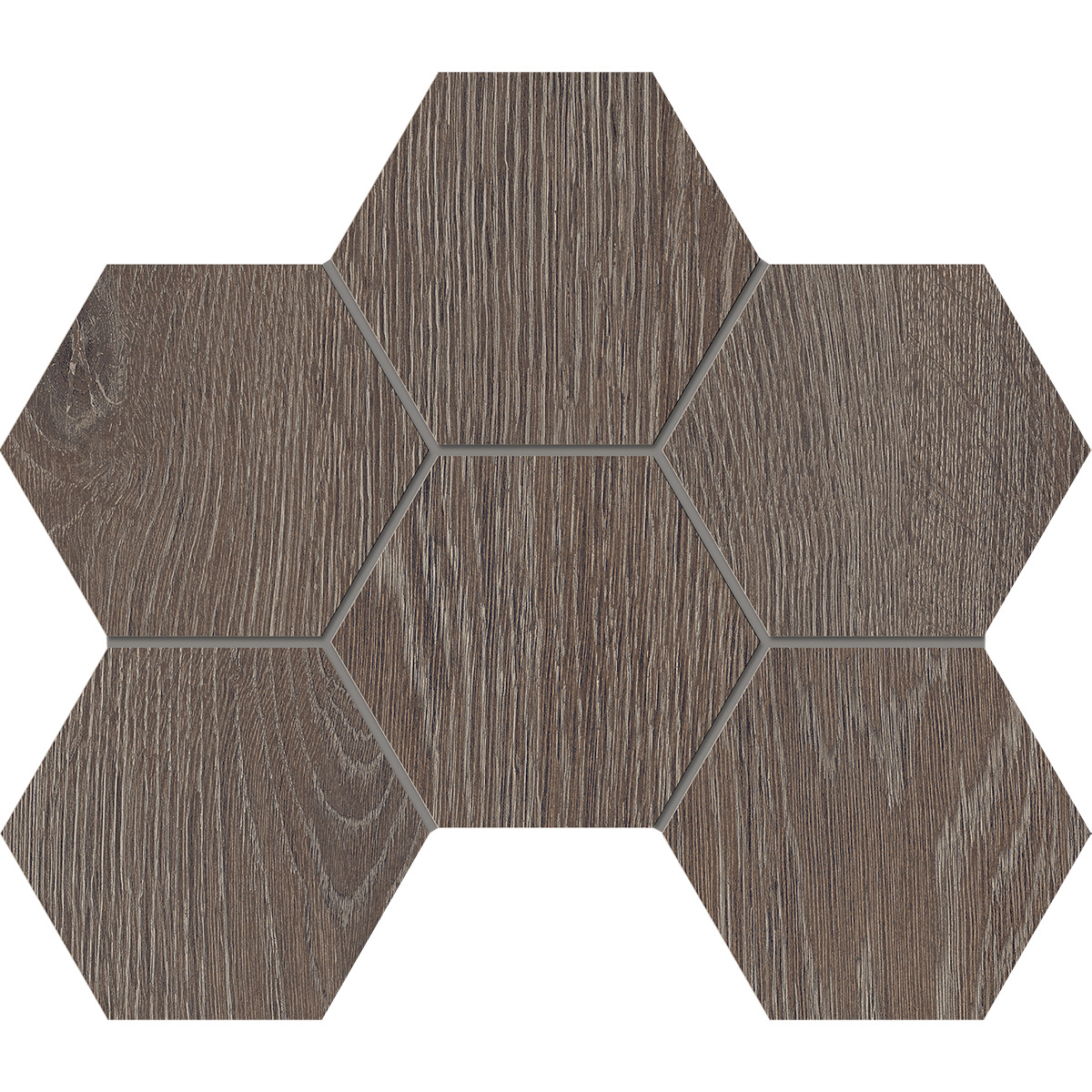 Мозаика Estima Kraft Wood wenge, KW03 Hexagon 25x28.5, структурированная