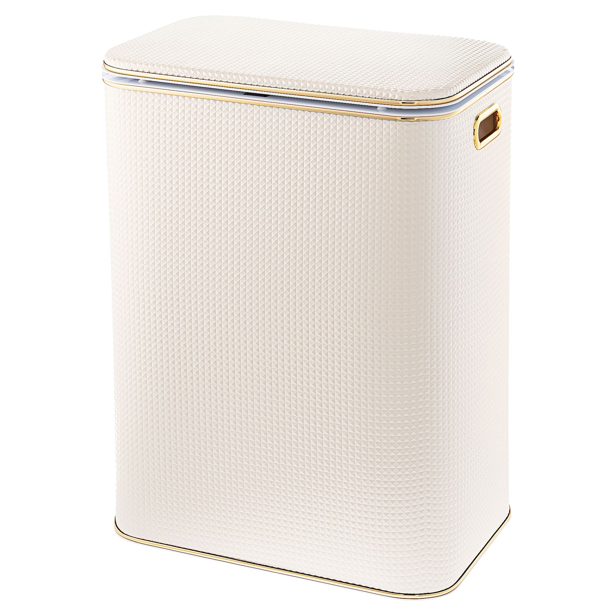 Корзина для белья Geralis Romb 81 л, золотой кант — вид под углом