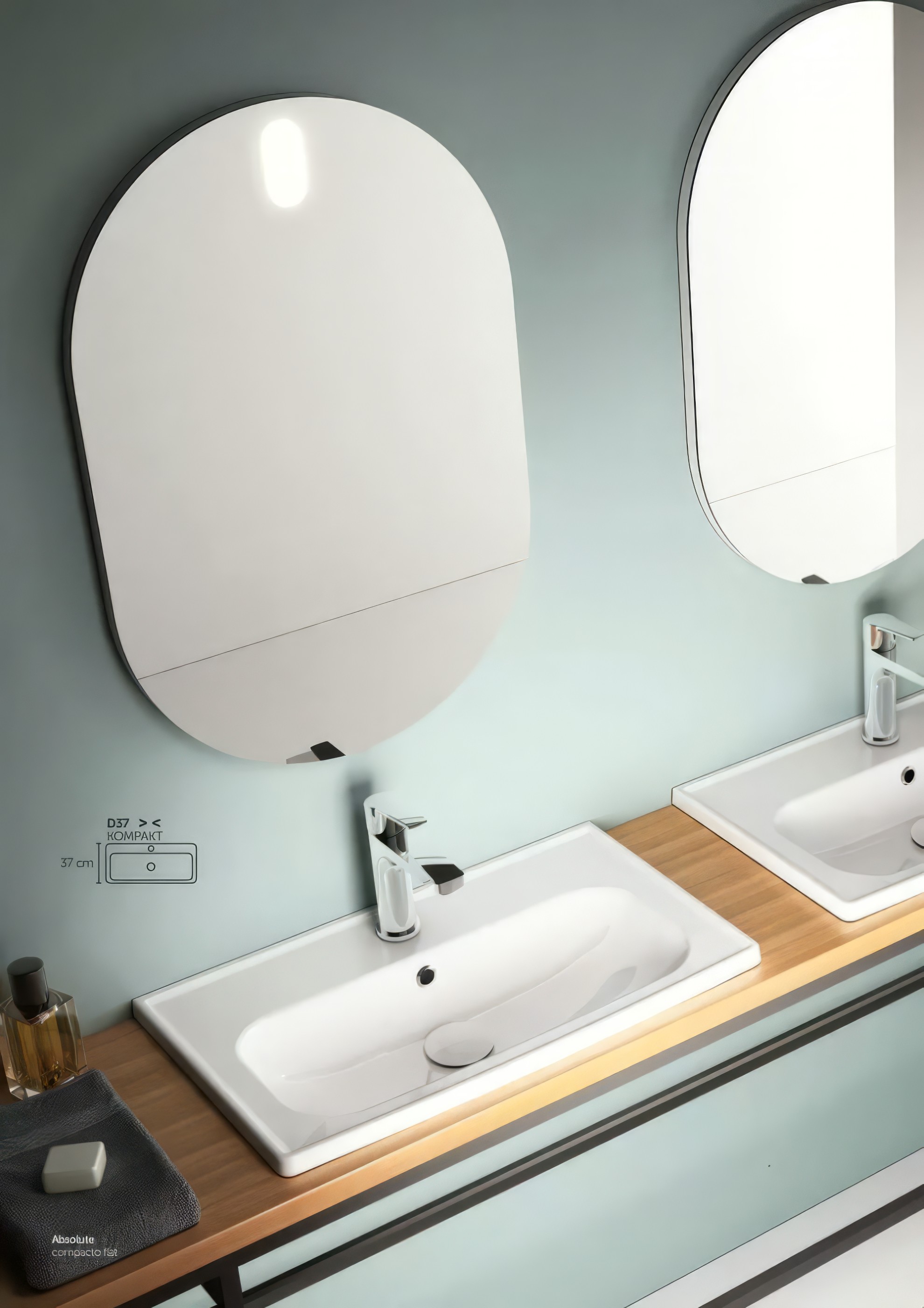 Раковина накладная Isvea Absolute 61 см, белый — чертёж с размерами и проекциями-1