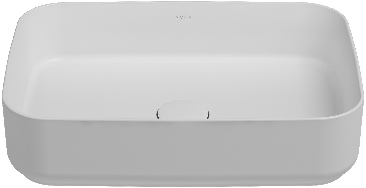 Раковина накладная Isvea Infinity 50 см, белый матовый — вид спереди на чашу