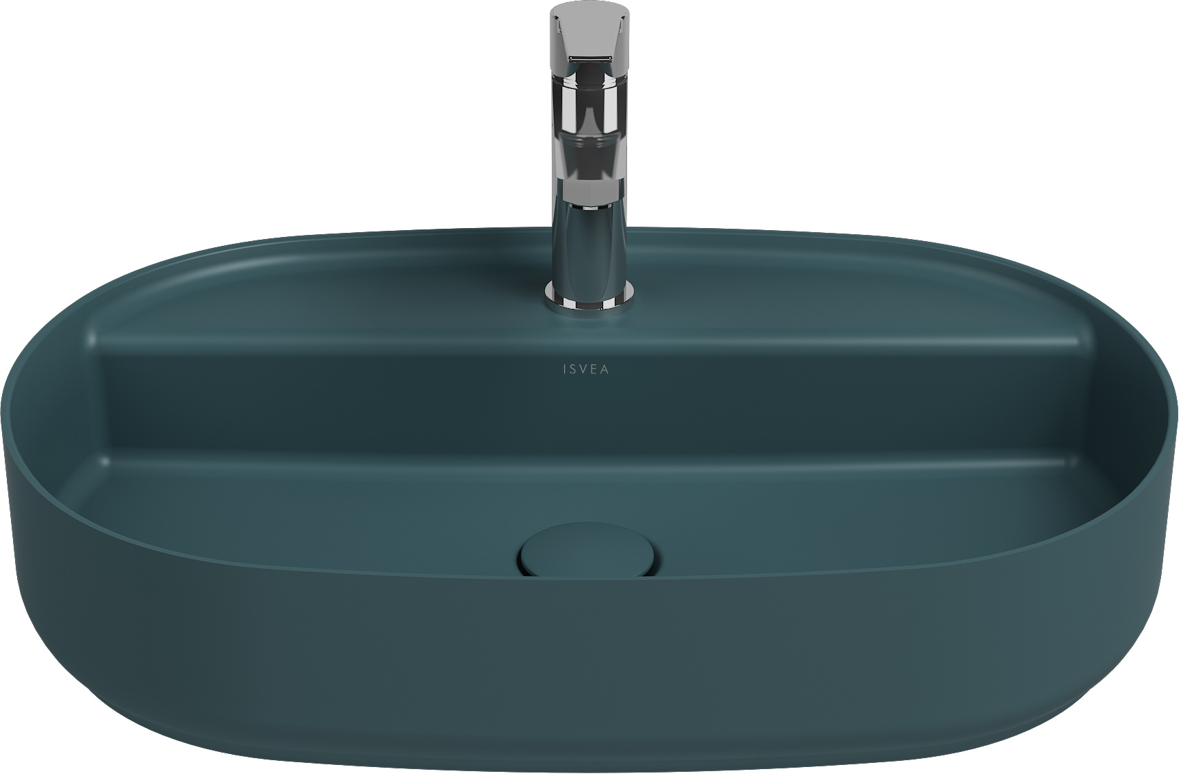 Раковина накладная Isvea Infinity 60 см, изумрудный — вид спереди на чашу с краном