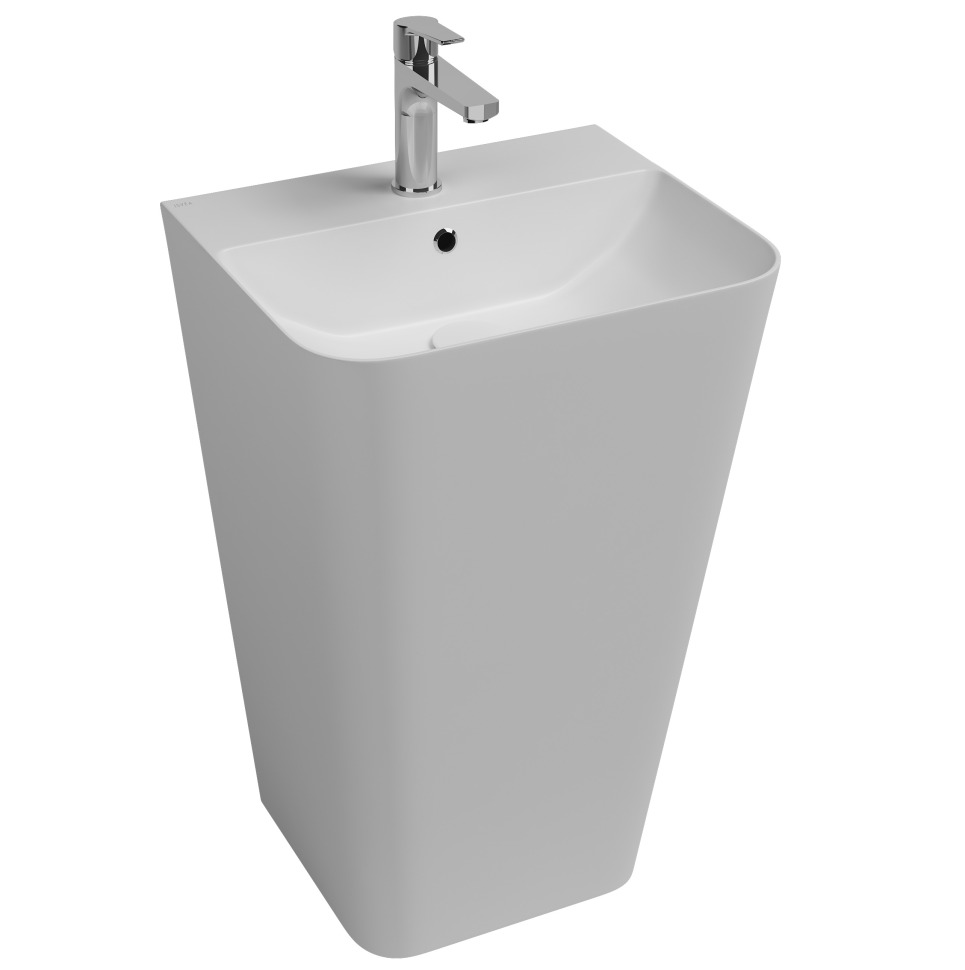Раковина напольная Isvea Sott'Aqua Monoblock 50 см, белый матовый — вид под углом