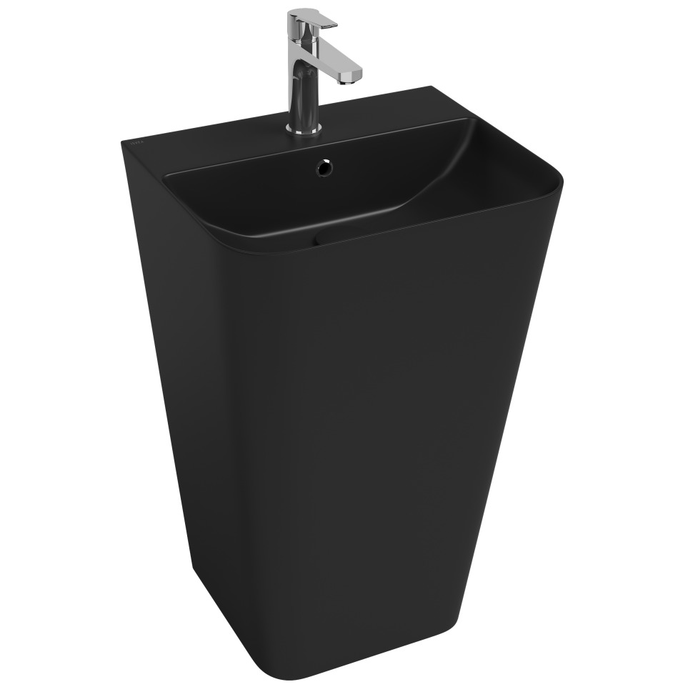 Раковина напольная Isvea Sott'Aqua Monoblock 50 см, черный — вид под углом