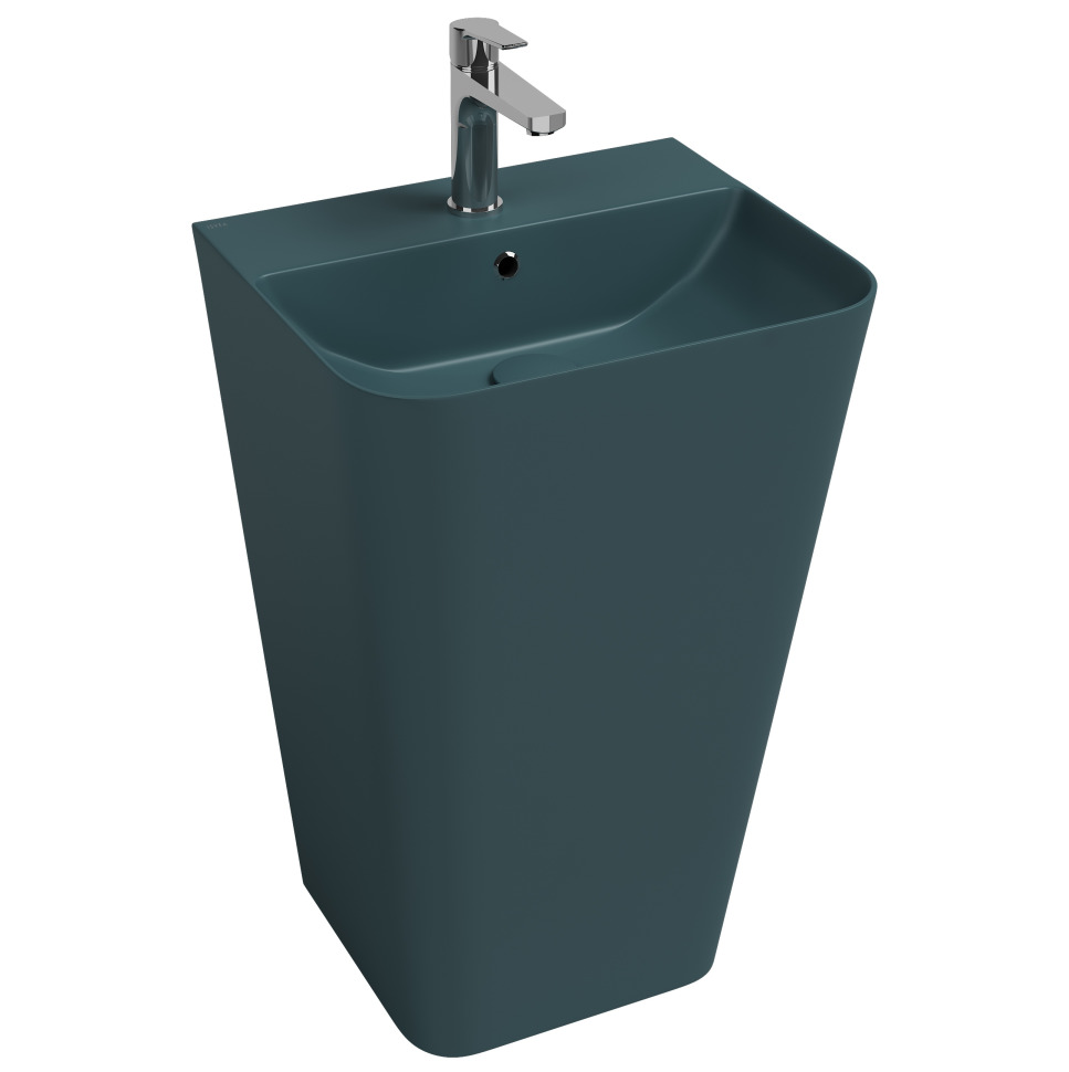 Раковина напольная Isvea Sott’Aqua Monoblock 50 см, изумрудный — вид под углом