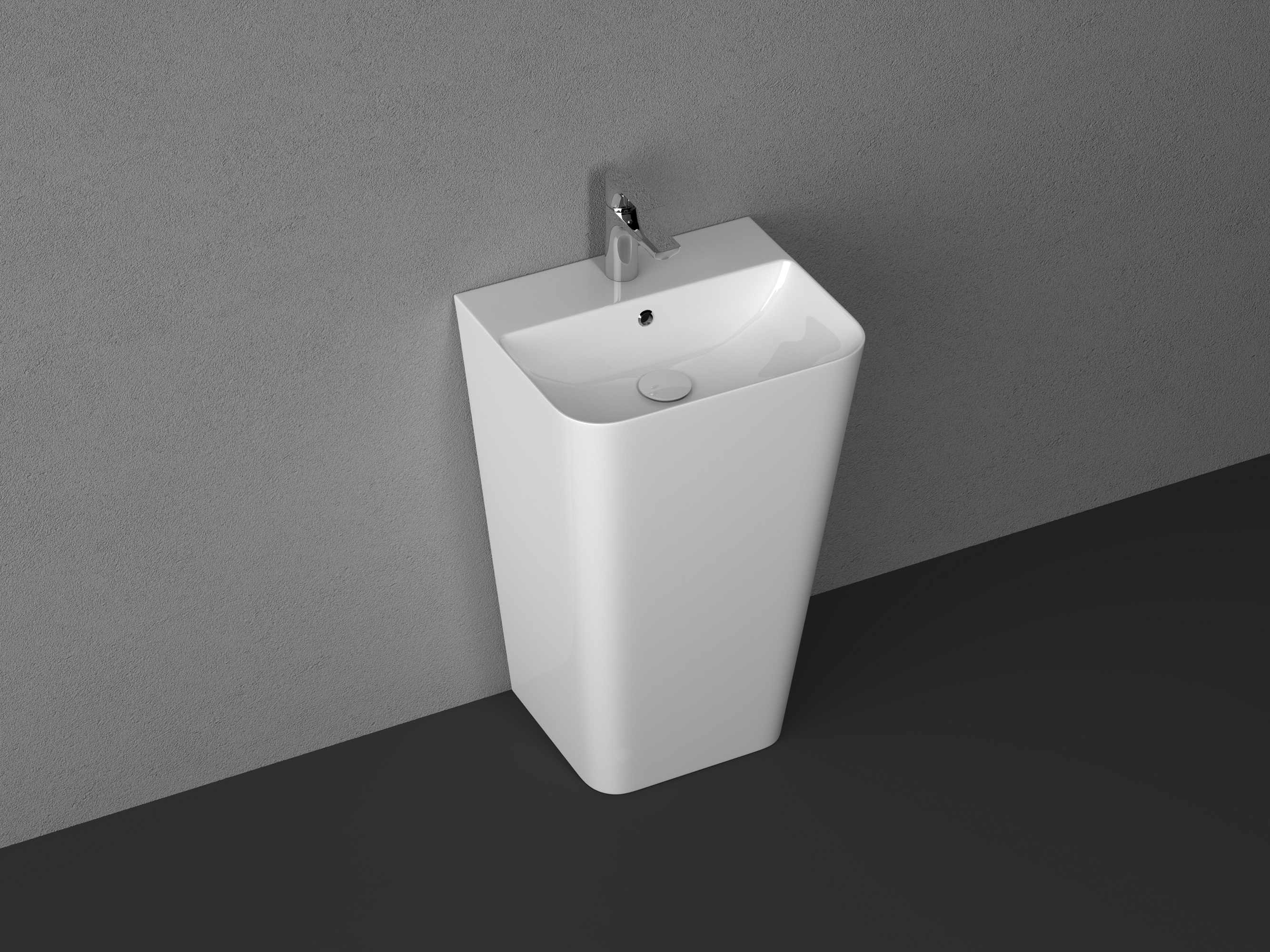 Раковина напольная Isvea Sott'Aqua Monoblock 50 см, белый — у серой бетонной стены