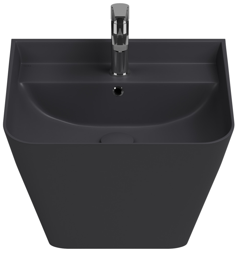 Раковина подвесная Isvea Sott'Aqua Monoblock 50 см, антрацит — вид спереди под углом