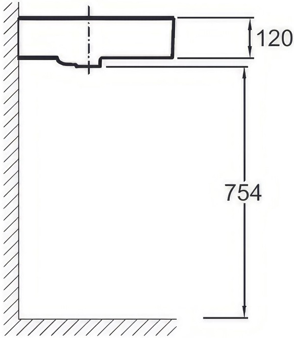 Раковина Jacob Delafon Vivienne 120 см — чертёж с размерами-1