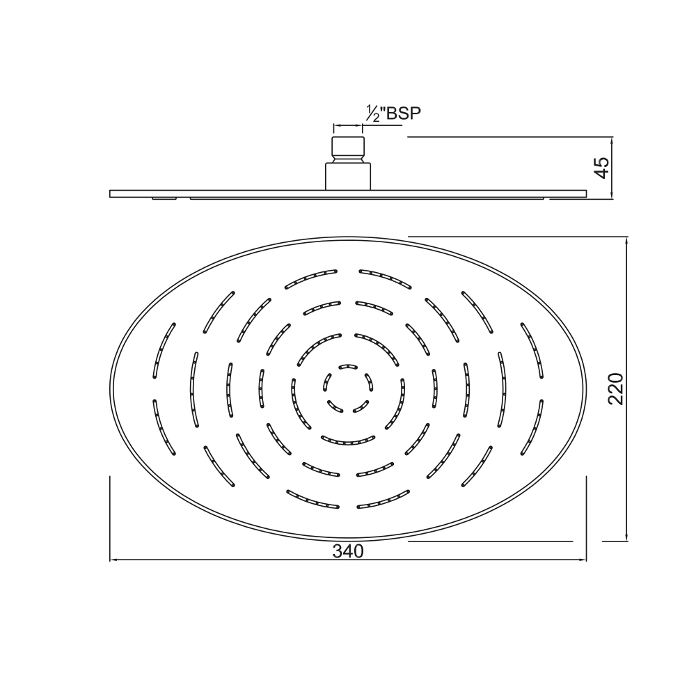 Верхний душ Jaquar Maze OHS-CHR-1635 — чертёж с размерами